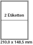 Produkt-Bild: pripa Etikettenformat 210 x 148, 50 Blatt DIN A4 selbstklebende Etiketten. Der Einzelbogen ist aufgeteilt in2 Etiketten pro Bogen = 2 x DIN A5 quer,100Etiketten/Pack.