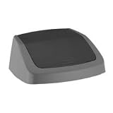 RUBFG4A1100CYL - Wastebasket, w/ Swing Lid, 25 Liters, Silver/Black