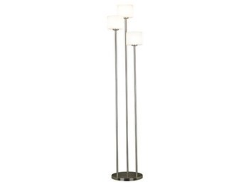 Kenroy Home Matrielle 72 Inch 3 Light Torchiere In Brushed Steel Finish With White Frosted Glass Shades