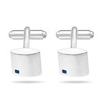 Blue Sapphire Mens Square Cufflinks in Silver