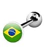 316 Surgical Stainless Steel Barbell with Brazil Flag Logo Sold as a Pair