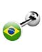 316 Surgical Stainless Steel Barbell with Brazil Flag Logo Sold as a Pair