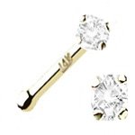 14KT Gold Nose Bone Ring 1.5mm Genuine Diamond 20G FREE Nose Ring Backing