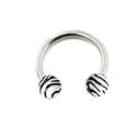 White & Black Zebra animal print tiger horseshoe lip Tragus belly nipple ring Surgical Steel 16 gauge, 5/16" (8mm) 16g