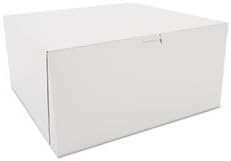 SCH0989 Tuck-Top Bakery Boxes, White, Paperboard, 12 x 12 x 6