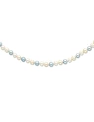 Sterling Silver 6-7mm Blue & White FW Cultured Pearl Necklace