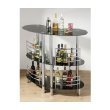 Brand new 3 tier curved bar table black glass