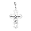 Sterling Silver Diamond-Cut Crucifix Pendant with 20 Inch Sterling Silver Chain
