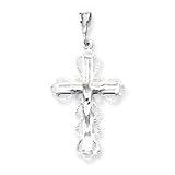 Sterling Silver Diamond-Cut Crucifix Pendant with 20 Inch Sterling Silver Chain
