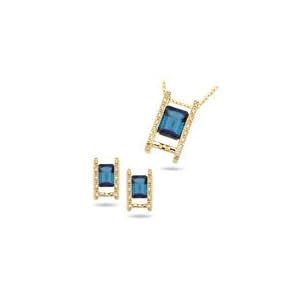 0.18 Cts Diamond and 6.16 Cts London Blue Topaz Set in 14K Yellow Gold by