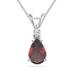 0.03 Cts Diamond & 1.47 Cts Garnet Pendant in 18K White Gold