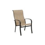 Fremont Sling High Back Stacking Dining Arm Chair Finish: Midnight, Sling: Augustine Gravel