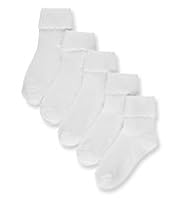 5 Pairs of Cotton Rich Turn Over Top Socks