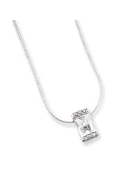 Sterling Silver Clear CZ Pendant on 18" Chain Necklace QG1025-18"
