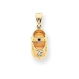 14k 3-D August Peridot Engraveable Baby Shoe Charm