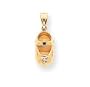 14k Solid 3D Peridot Engraveable Baby Shoe Charm - JewelryWeb