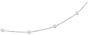 Ch191 Sterling Silver Necklace, 16.00 Inch, Round, 04.00 Mm, Cz, Polished, Cz Bezel Station Necklace