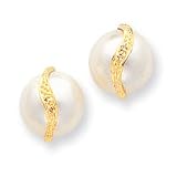 14k 10-12mm Cultured Mabe Pearl & Diamond Earrings - XMP95