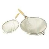 STRAINER, 9, HEAVY DUTY, DOUBLE FIRED PLATED STEEL DOUBLE FIRE TINNED WOODEN HANDLE by