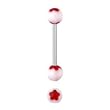 Stainless Steel with Red Flower Dot UV Barbell Sold as a Pair