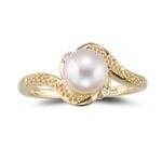 0.02 Ct Diamond & Pearl Ring in 14K Yellow Gold Deals