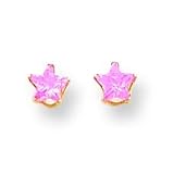 14k 4mm Pink CZ (Cubic Zirconia) Star Earrings