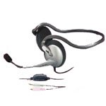 CYBER ACOUSTICS AC-646B NECKBAND STYLE STEREO HEADSET W/MICROPHONE & IN LINE VOLUME CONTROL (Silver)