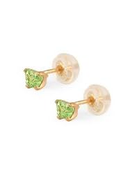 Baby 14K Yellow Gold Peridot C.Z. Butterfly Stud Earrings