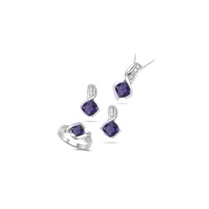 0.38 Ct Diamonds and 2.12 Cts Amethyst Set in 14K White Gold by