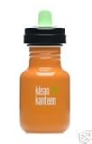 Klean Kanteen Eco Friendly 12oz Stainless Steel ORANGE Color Sippy Bottle with Two Avent Sippy Spouts