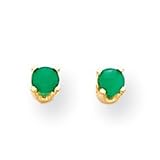 14k 3mm Emerald Childrens Earrings