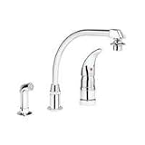 Elkay LKE4124F Single Lever Cast Spout Faucet with 10 Reach, Tubular Swing Spout with Swivel Aerator, Circular Base, Side Spray and ADA Compliant: Chrome