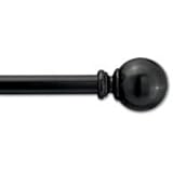 5/8-Inch Round Metal Curtain Rod, 84 to 120-Inch Adjustable Width (Black with Ball Finials)