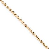 10k 2.25mm Handmade Diamond-cut Rope Chain Anklet - 9 Inch