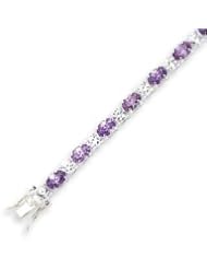 Sterling Silver Purple & Clear CZ Bracelet - 7.5 Inch
