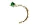 14 karat NICKEL FREE yellow gold nose ring with genuine emerald