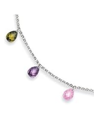 Sterling Silver Rainbow CZ Necklace QG1793-16"
