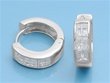 Sterling Silver CZ Huggie Earrings - Size: 13mm x 4mm