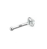 14KT Solid White Gold Nose Bone Ring 2.5mm CZ 18G FREE Nose Ring Backing