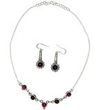 Earring and Necklace Sets Sterling Silver and Garnet Gemstones Handmade Indian Jewelry (gnklcs239)