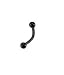 Black Anodized Titanuim Eyebrow Ring with Ball Beads - 16G - 5/16