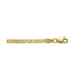 14K Gold Heart Chain Bracelet, Anklet or Necklace, 3mm wide by