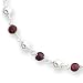 Sterling Silver 7 Inch Polished Garnet Beaded Bracelet