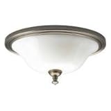 IMAGE OF Progress Lighting P3326 Brushed Nickel Victorian 2 Light Oval Flush Mount with White Opal Shades