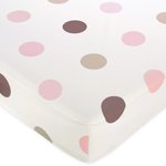 Mod Dots Pink and Brown Fitted Crib Sheet for Baby and Toddler Bedding Sets by JoJo - Large Dot