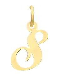 14K Yellow Gold Small Fancy Script Initial S Charm