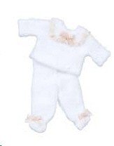 Dollhouse Miniature Long Baby Outfit with a Pink Ribbon