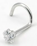 CZ STAR 14kt WHITE Gold Nose Ring Twist / Screw
