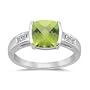 0.09 Cts Diamond & 2.04 Cts Peridot Ring in 14K White Gold-4.0