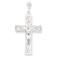 Sterling Silver Crucifix Pendant with 20 Inch Sterling Silver Chain
